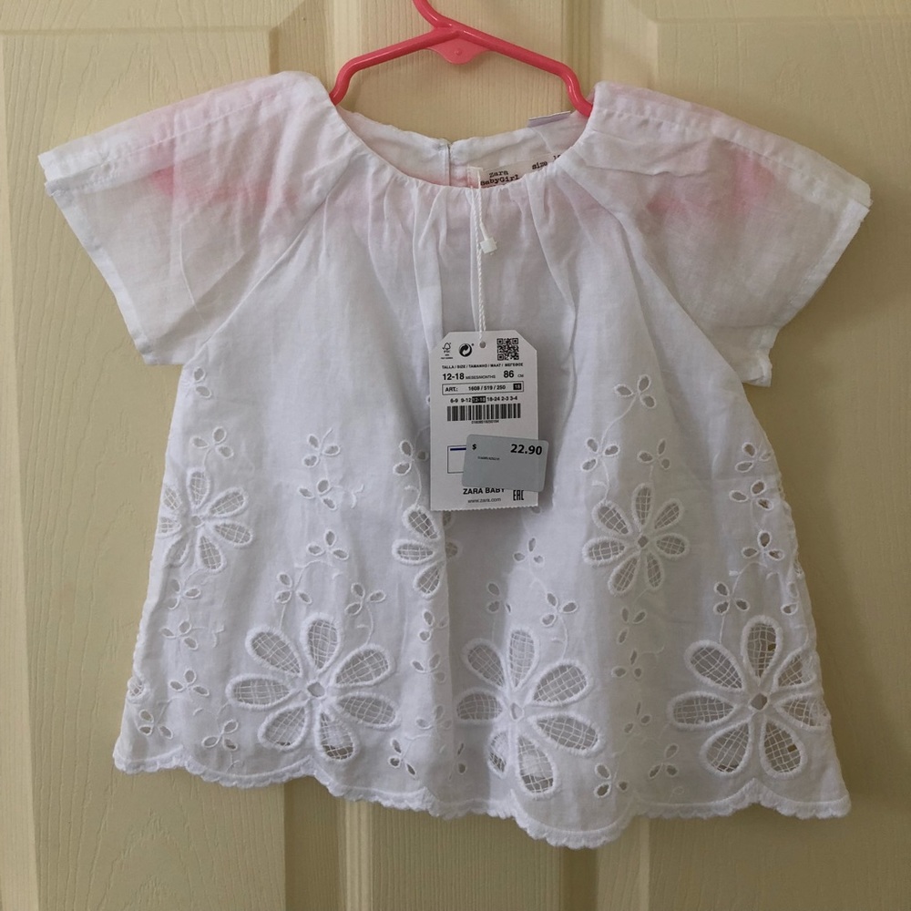 BNWT Zara Baby White Eyelet Blouse 12-18M